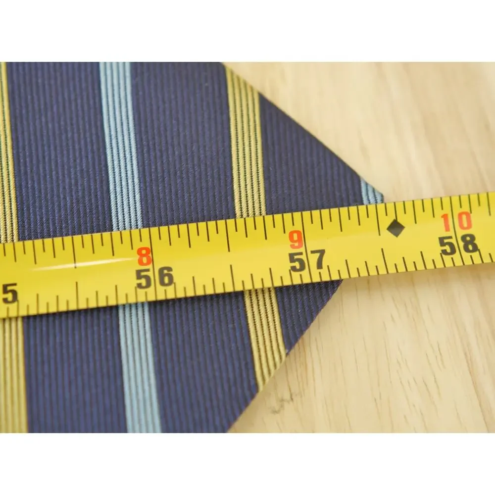 Brooks Brothers Tie Makers Line Blue Repp Silk yellow blue Stripes